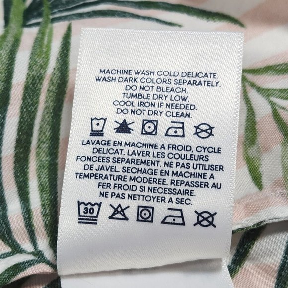 Lands' End Swimsuit Cover-up Dress Size S/P 6-8 Pink Green Palm Stripes Cotton - Picture 7 of 10